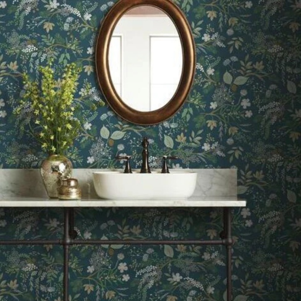New Anthropologie Rifle Company Juniper Forest Wallpaper Navy one Roll
